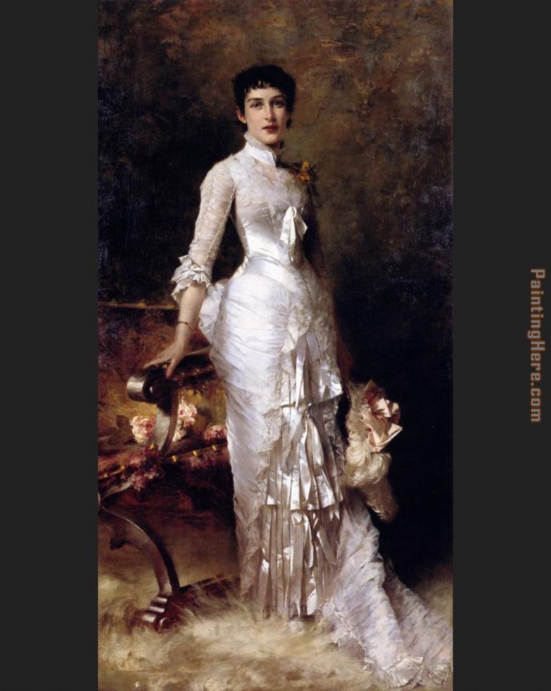 Young Beauty In A White Dress painting - Julius LeBlanc Stewart Young Beauty In A White Dress art painting